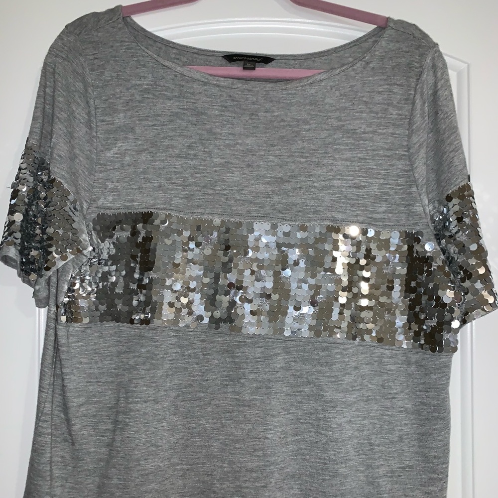 Banana Republic Grey blouse with sequins